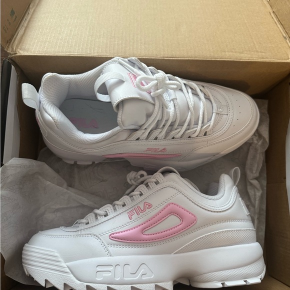 Pink and white fila disruptor II sneakers size 6 - Picture 4 of 5